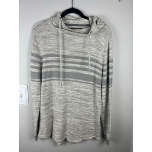 Retrofit Men’s Gray Striped Lightweight Knit Hoodie Sweater Pullover – Size M